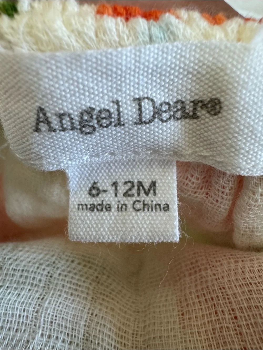 Angel Dear Muslin Orange Marigold Ruffle Sun Bubble Baby Romper Size 6-12 Month